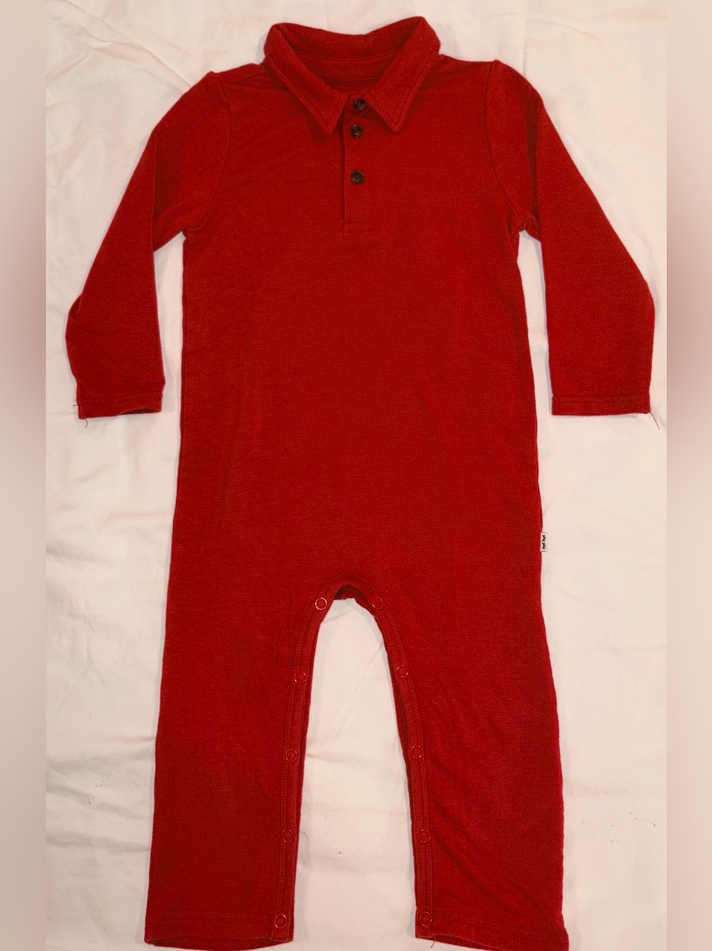 Play by Little Sleepies red long sleeve romper sz 12-18 months EUC